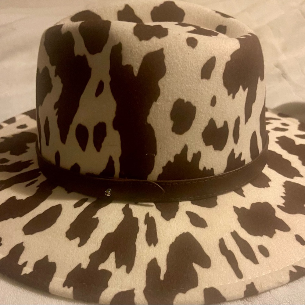 Cow Print Wide Brim Hat